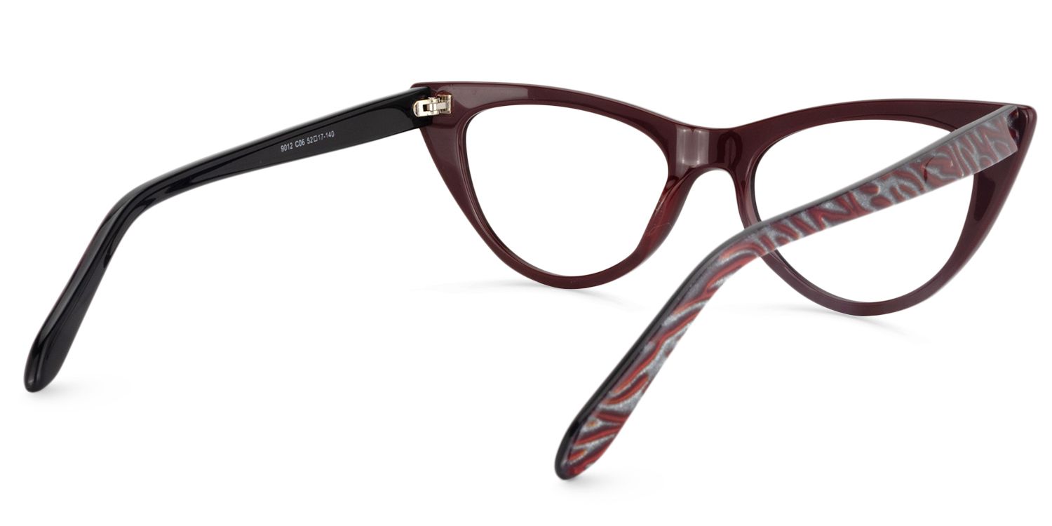 Cat-Eye Dark-Red Glasses | Zeelool Glasses5