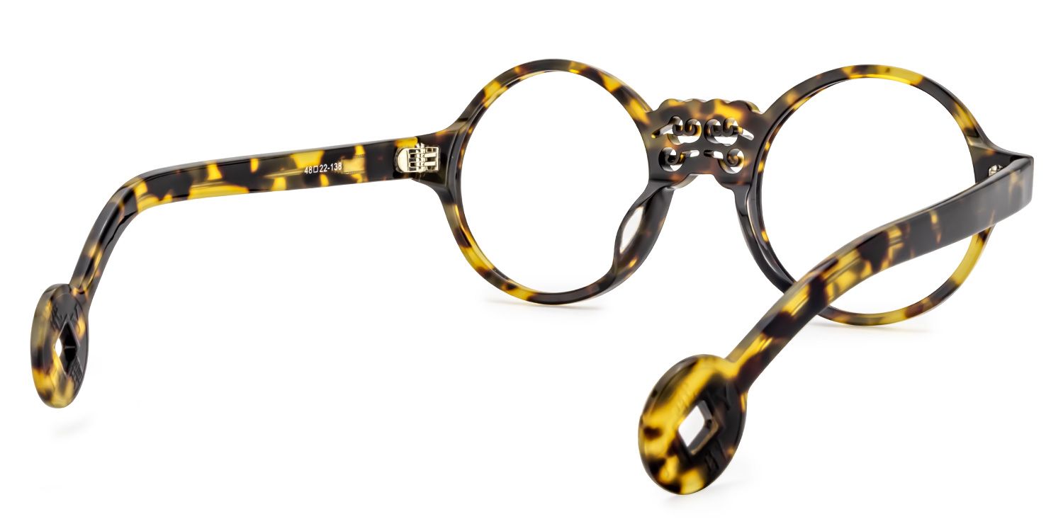 Round Yellow-Tortoise Glasses | Zeelool Glasses5