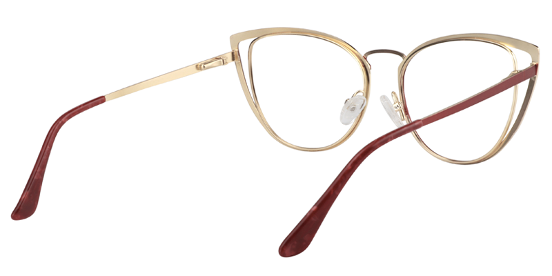 Cateye Red&Gold Glassess | Zeelool Eyeglass Frames6