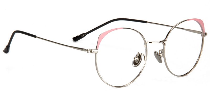Cat Eye Pink/Sliver Glasses | Zeelool Glasses3