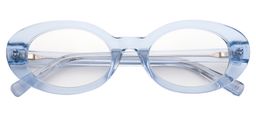 Chaya Oval Clear & Blue Glasses1
