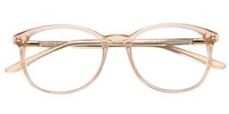 Addie Round Beige Clear Glasses1