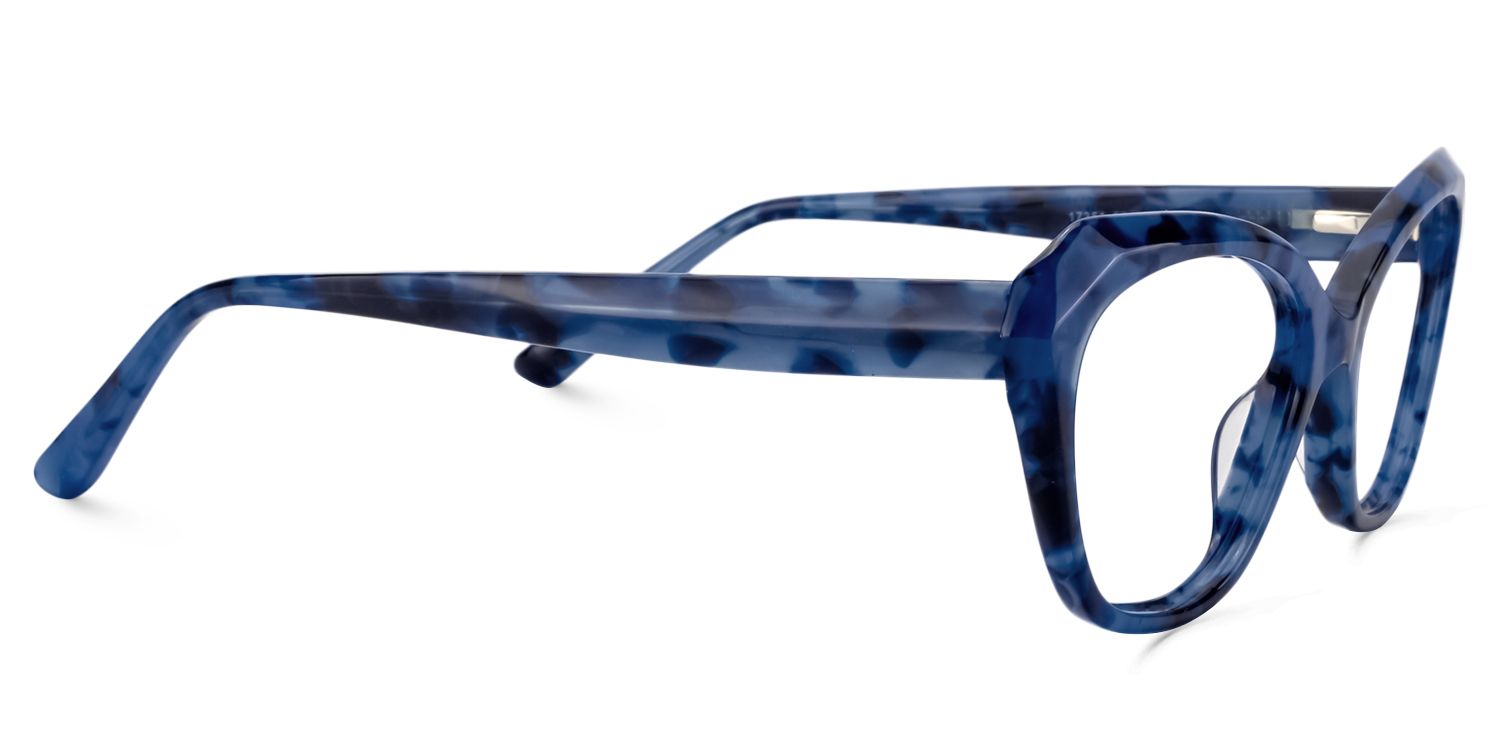 Rectangle Blue Floral Glasses | Zeelool Glasses4