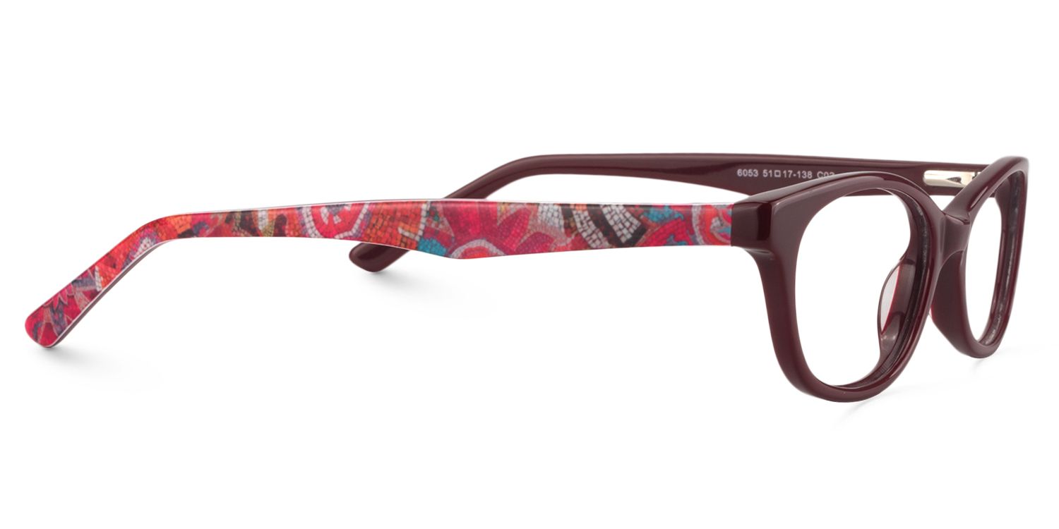 Rectangle Dark Red Glasses | Zeelool Glasses4