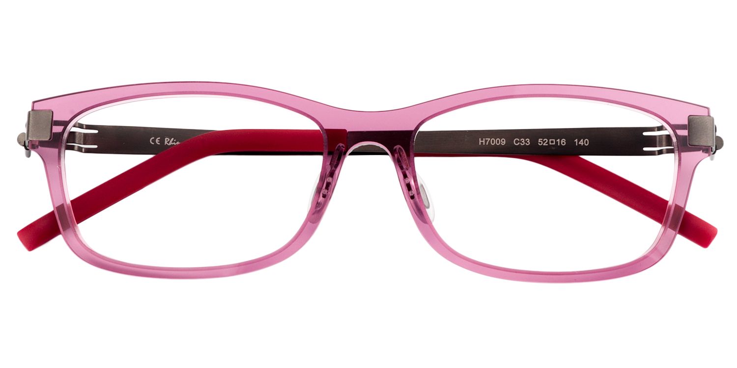 Rectangle Pink-Red Glasses | Zeelool Glasses1
