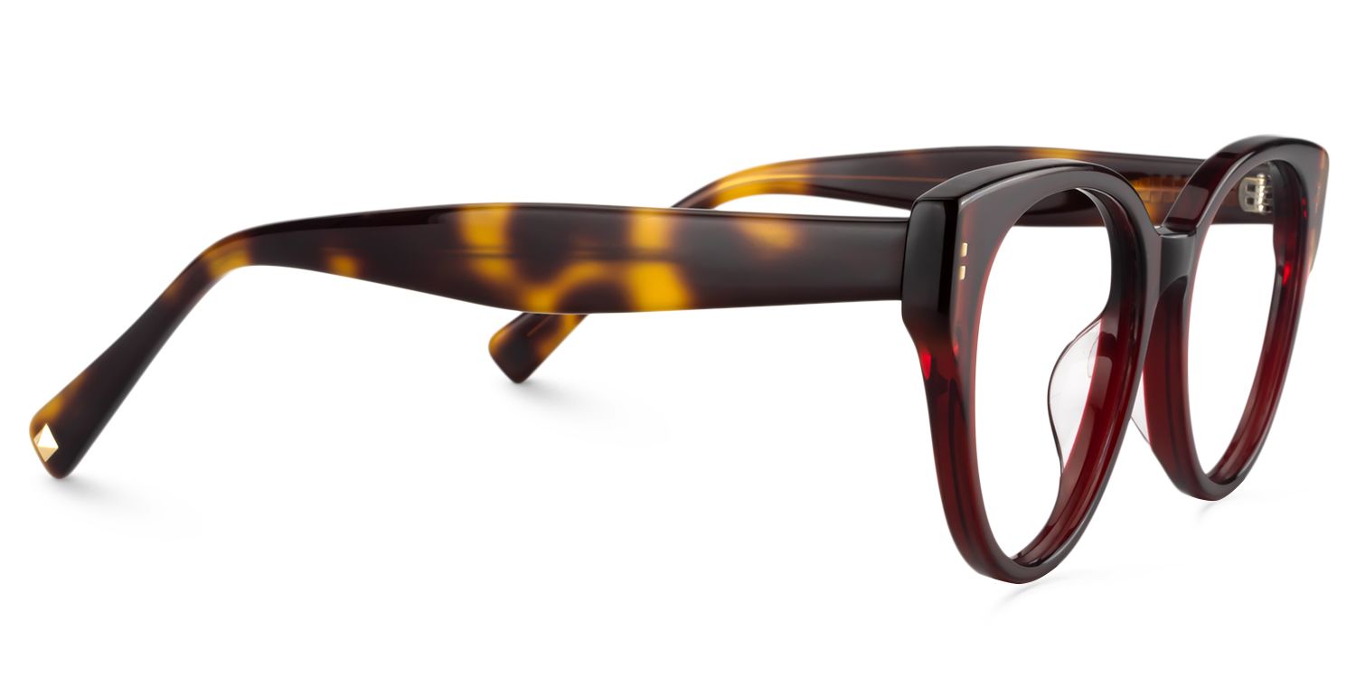 Oval Dark Red Glasses | Zeelool Glasses4