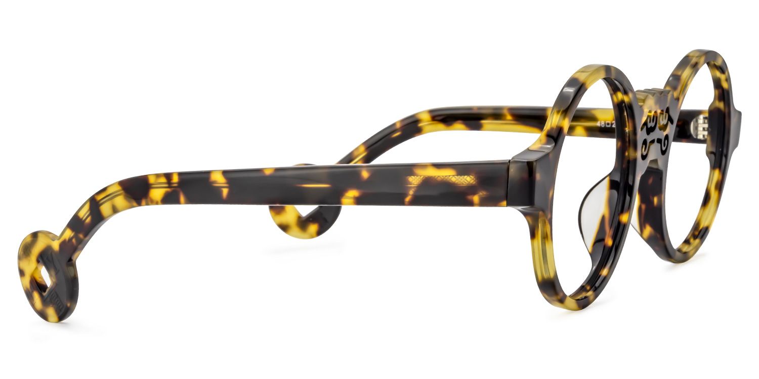 Round Yellow-Tortoise Glasses | Zeelool Glasses4