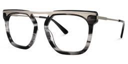 Josefina Square Gray-Stripe Glasses1