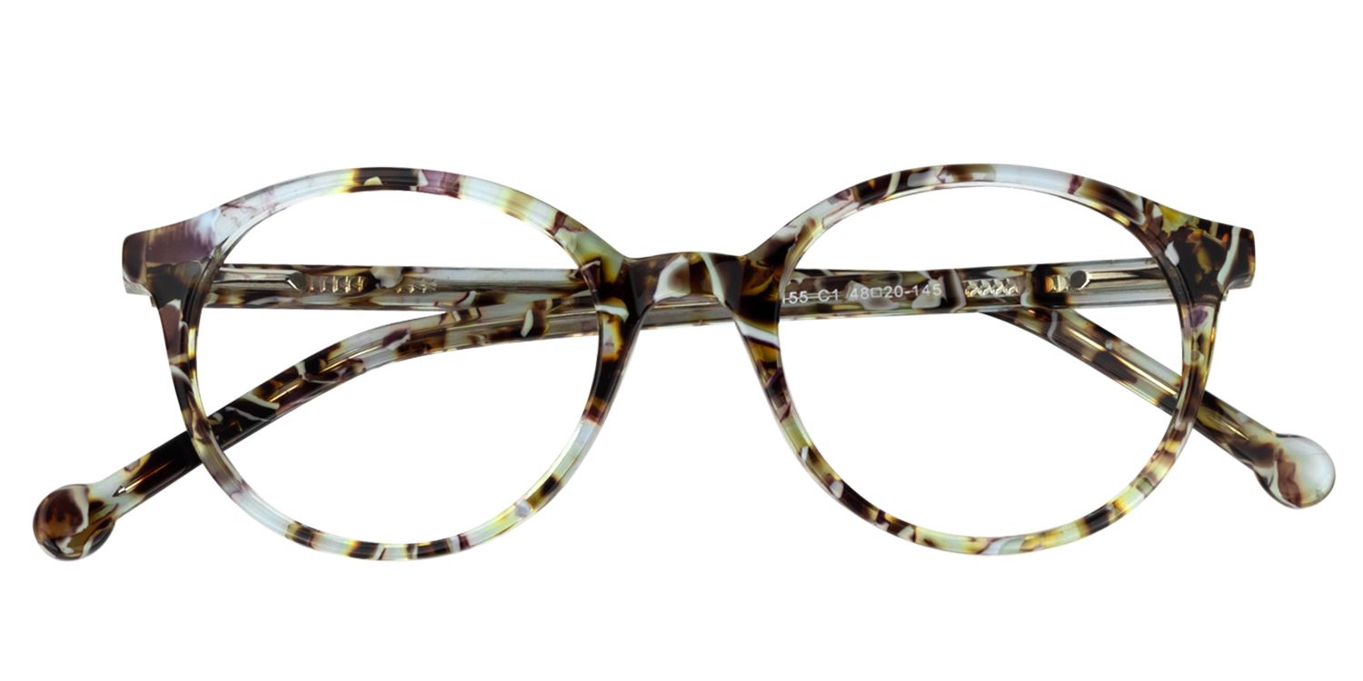 Round Brown Pattern Glasses | Zeelool Glasses1