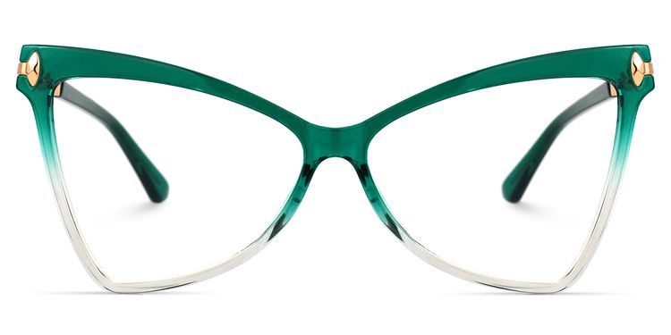 Cristina Geometric Green Glasses