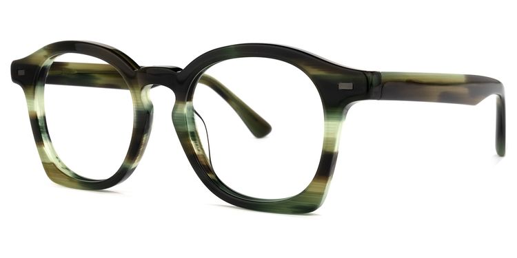 Natilus Round Green-Stripe Glasses