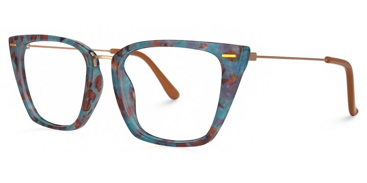 Katina Square Blue-Floral Glasses