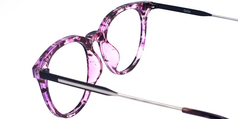 Round Purple Pattern Glasses | Zeelool Eyeglasses3