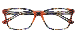 Lakia Rectangle Orange Pattern Glasses1