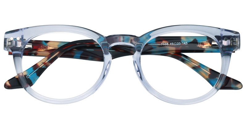 Round Translucent Blue Glasses1