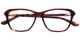 Elaine Rectangle Red Gunmetal Glasses1