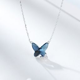 Beautiful Blue Pendant Silver Necklace3