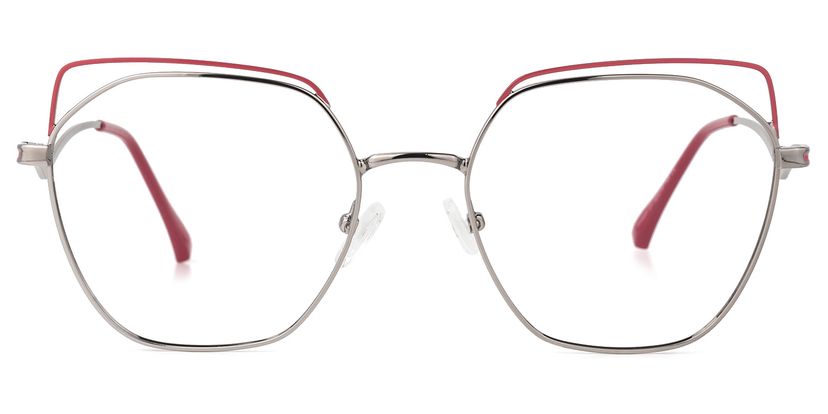 Lyth Geometric Red-Silver Glasses