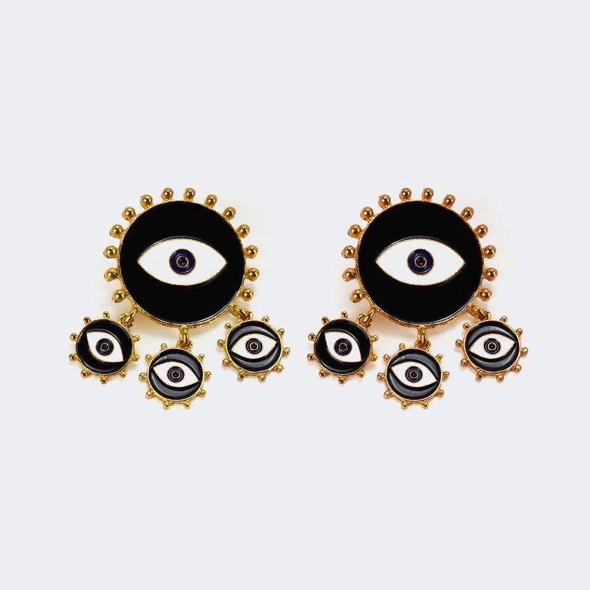 Stylish Exaggerated Eye Shape Black Earrings