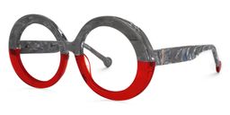 Pardo Round Gray-Red Glasses1