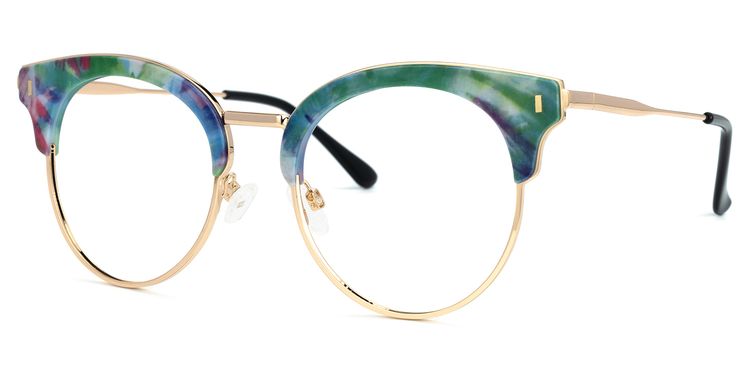 Trellis Browline Green-Floral Glasses