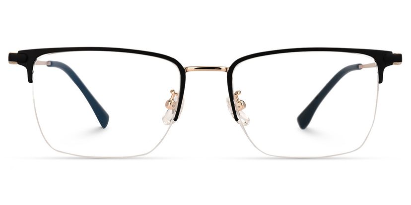 Delfina Rectangle Black-Gold Glasses