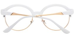 Riley Browline White Round Eyeglasses4