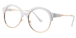 Riley Browline White Round Eyeglasses2