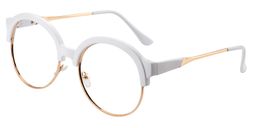 Riley Browline White Round Eyeglasses3