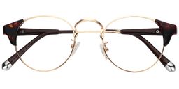 Blanche Round Gold-Tortoise Glasses1