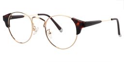 Blanche Round Gold-Tortoise Glasses2