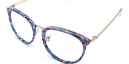Patsy Stone Round Blue Floral Glasses2