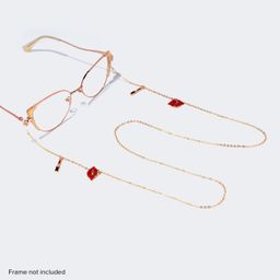 Stylish Red-Lips Lipstick Gold Chain0
