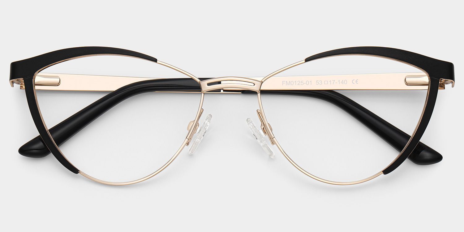 Sydney Cat Eye Metal  Black Frame Glasses | Zeelool2