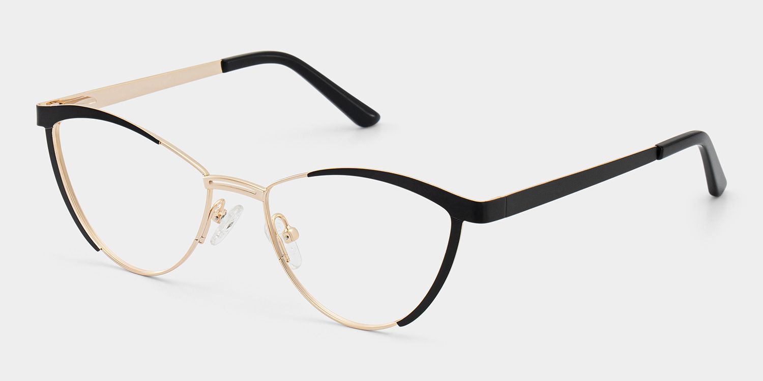 Sydney Cat Eye Metal  Black Frame Glasses | Zeelool3