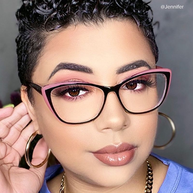 Fidelia Cat Eye Black and Pink Frame Glasses | ZEELOOL6