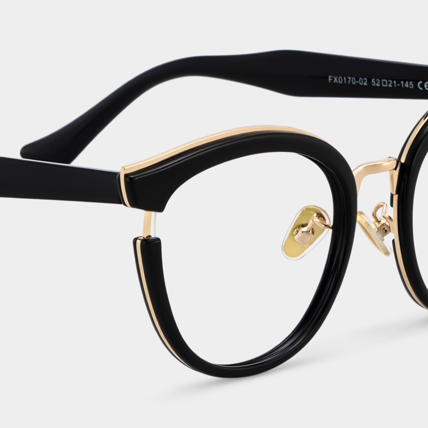 Laraine Cat Eye Black Frame Glasses with Gold Trim4