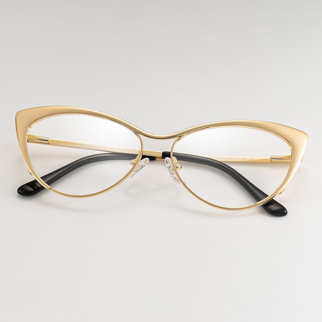Ellen Cateye Gold Metal Frame Glasses for Women | ZEELOOL0