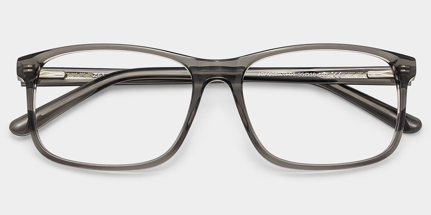 Connie Gray Rectangle Acetate Frame Glasses for Men | ZEELOOL1