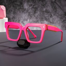 Gilberto Bright Pink Square Glasses0