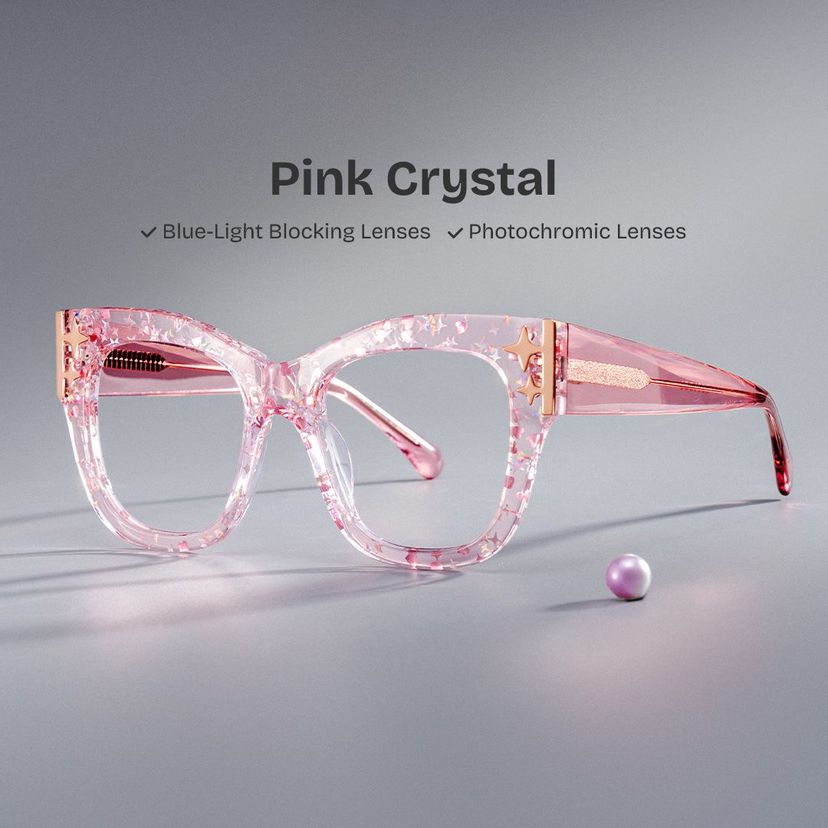 Minfia Pink Square Glasses