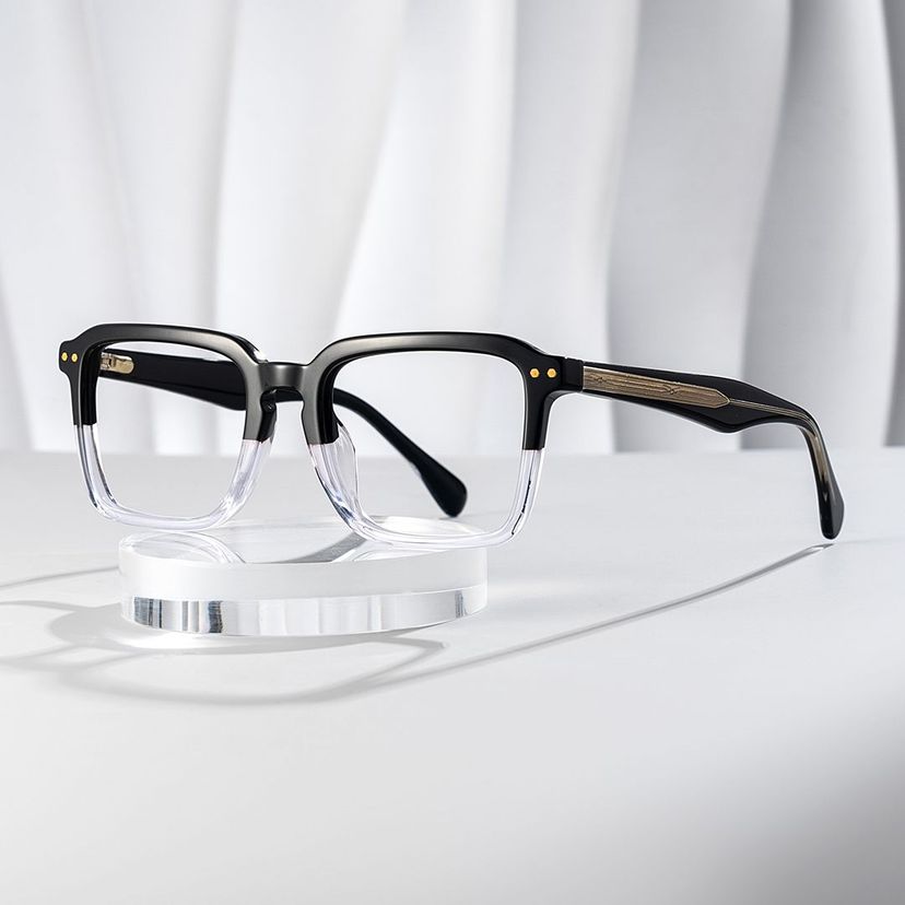 Vickerie Black Clear Rectangle Glasses