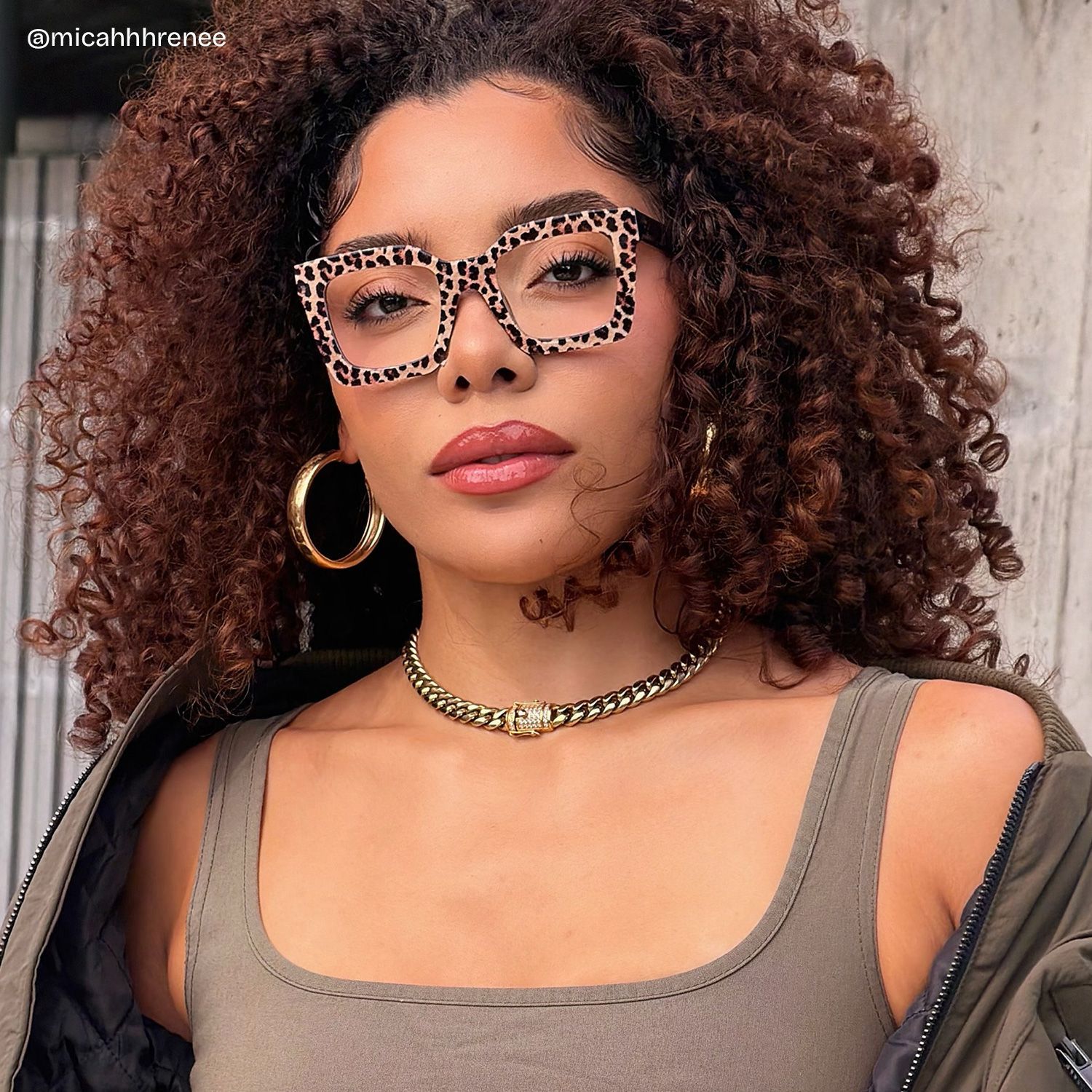 Megan Leopard print Square Acetate Frame Glasses for Women | ZEELOOL7