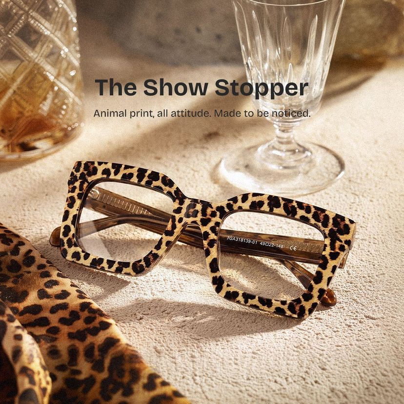 Megan Leopard print Square Glasses