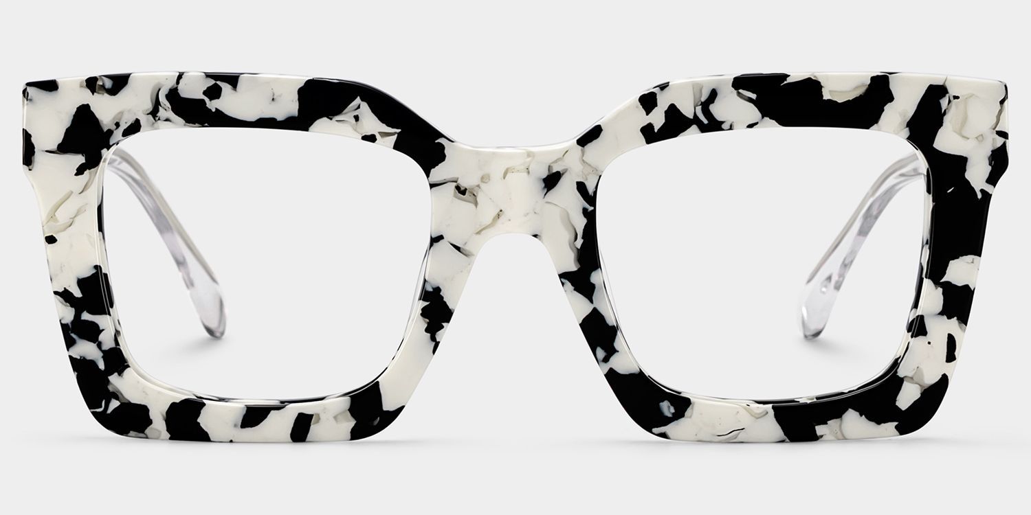 Megan Cow print Square Acetate Frame Glasses for Women | ZEELOOL1