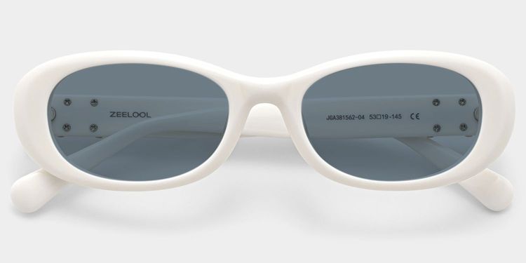 Catherine White Oval Sunglasses