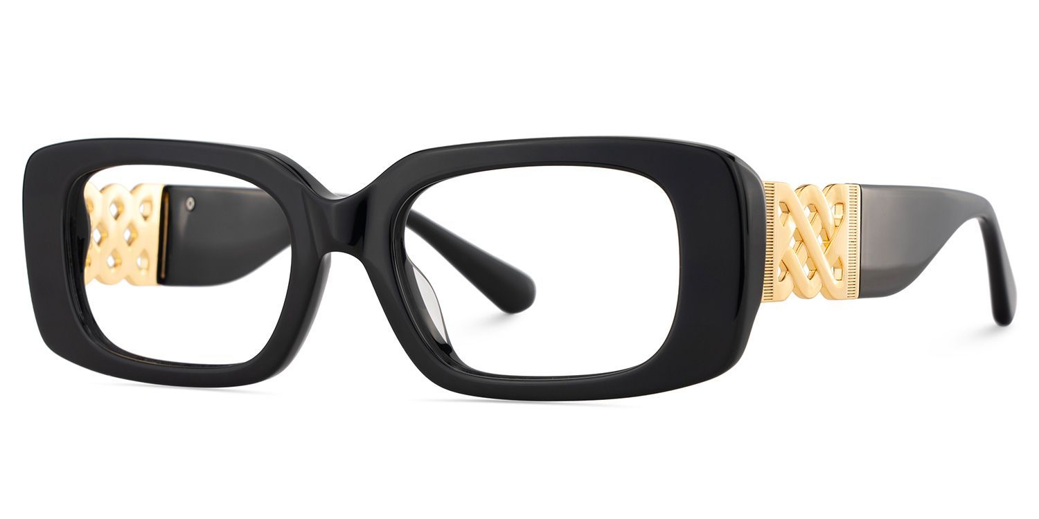 Jonas Rectangle Black Color Frame Glasses for Women | Zeelool3