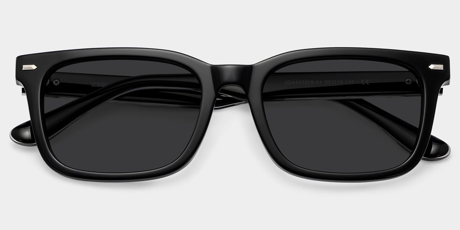 Patrick Rectangle Sunglasses with Acetate Black Frames | ZEELOOL CA1