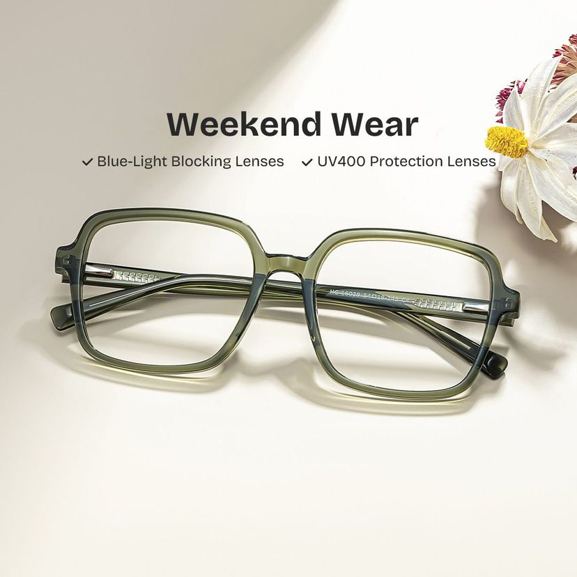 Ember Green Square Glasses