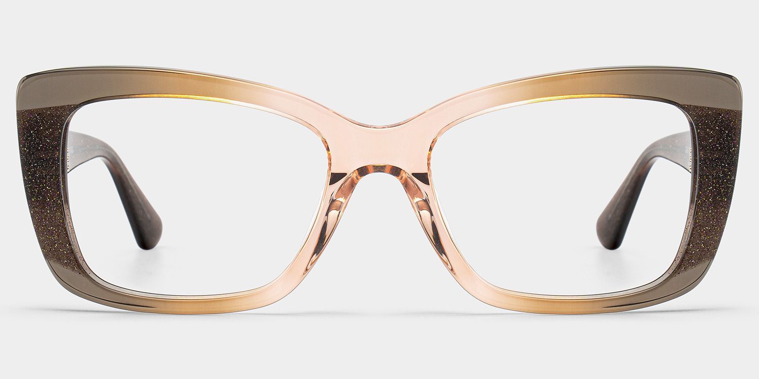 Leona Rectangle Brown Omber Glasses with Glittering Powder | ZEELOOL1